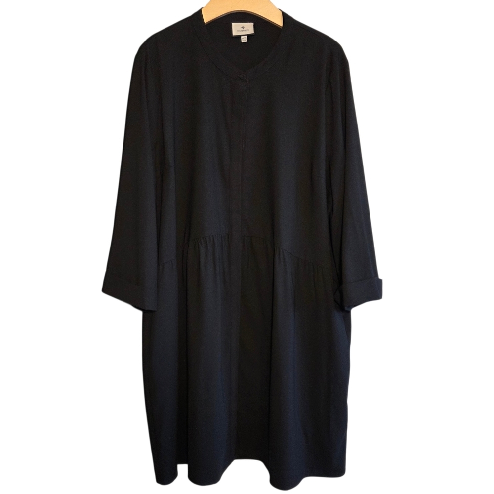 Tuckernuck Black Stretch Crepe Royal Shirt Dress Sz XXXL Classic Mini Minimalist